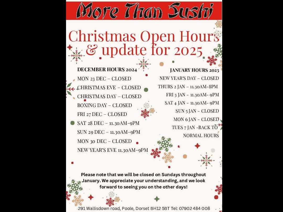 Our Christmas Opening Hours