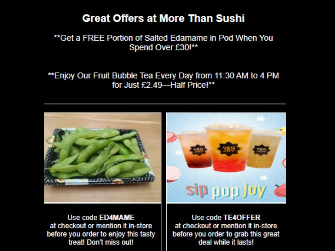 Great Offers at More Than Sush