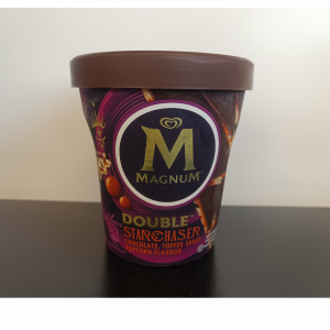 Magnum Double Starchaser Chocolate, Caramel, Popcorn Ice Cream Tub